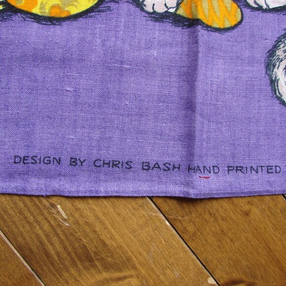 Vintage Linen Kitchen Tea Towel Chris Bash Calico Dog Cat NOS NEW OLD STOCK - Picture 2 of 5